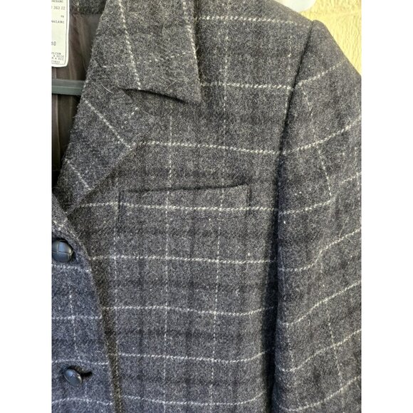 Vintage Harve Benard Wool Blazer Women's 10 Charcoal Grey Plaid 3 Button Jacket - Picture 4 of 8